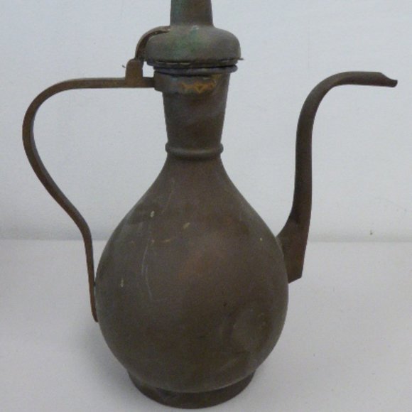 Antique middle eastern metal copper brass coffee tea pot tall hand made 14.5" - Picture 7 of 13